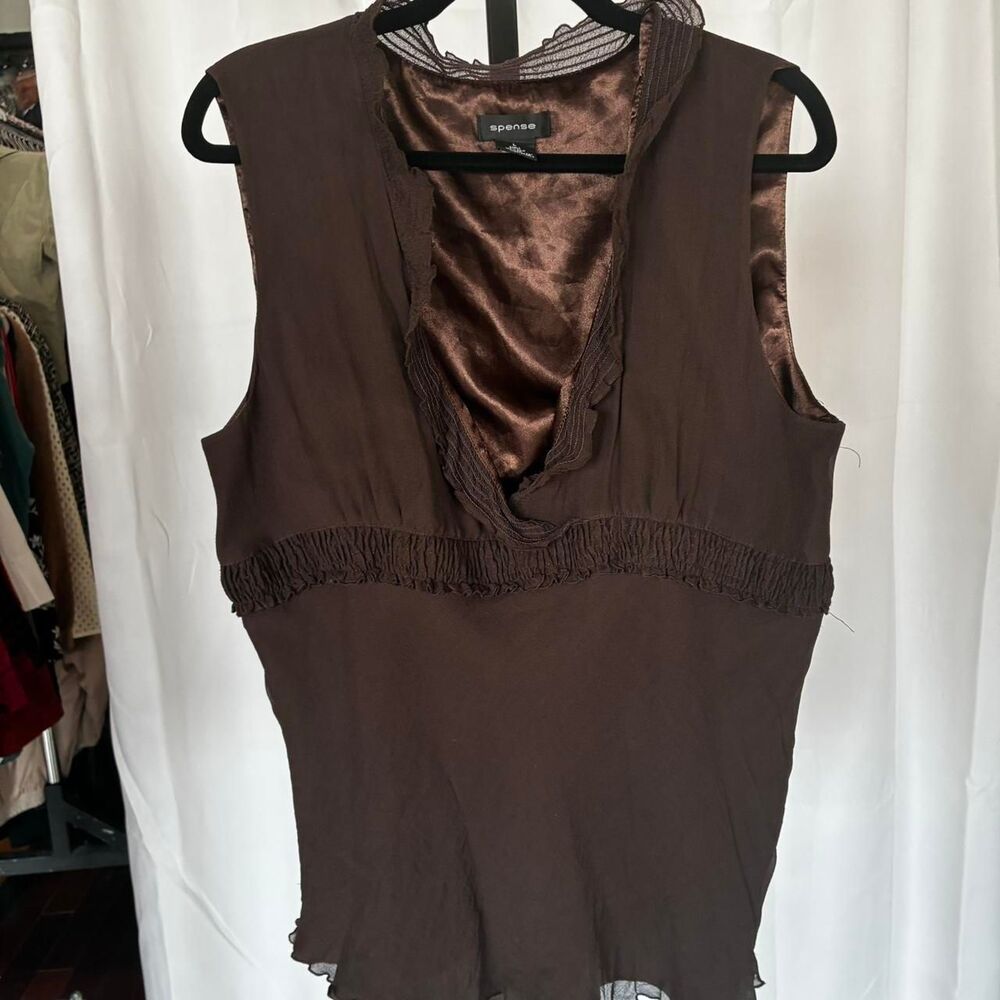 Brown Silk Blouse Size Large